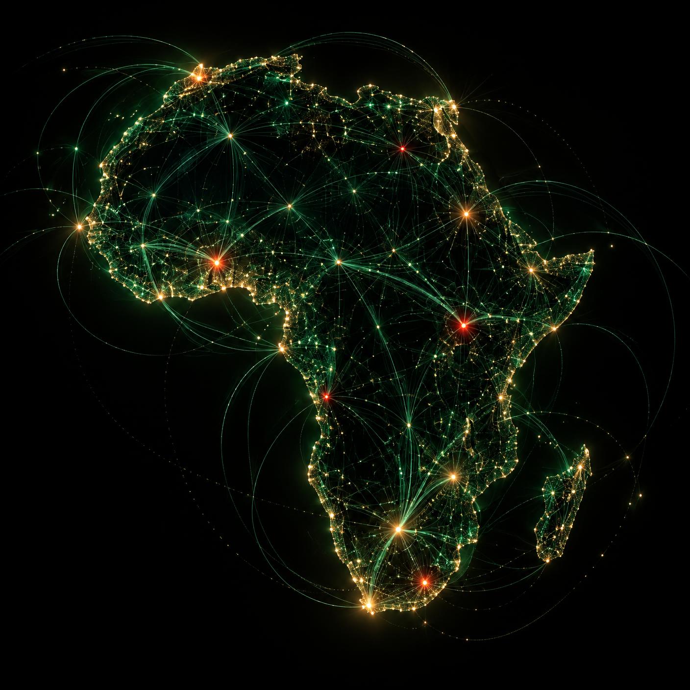 Abstract network of connected trade routes across the African continent